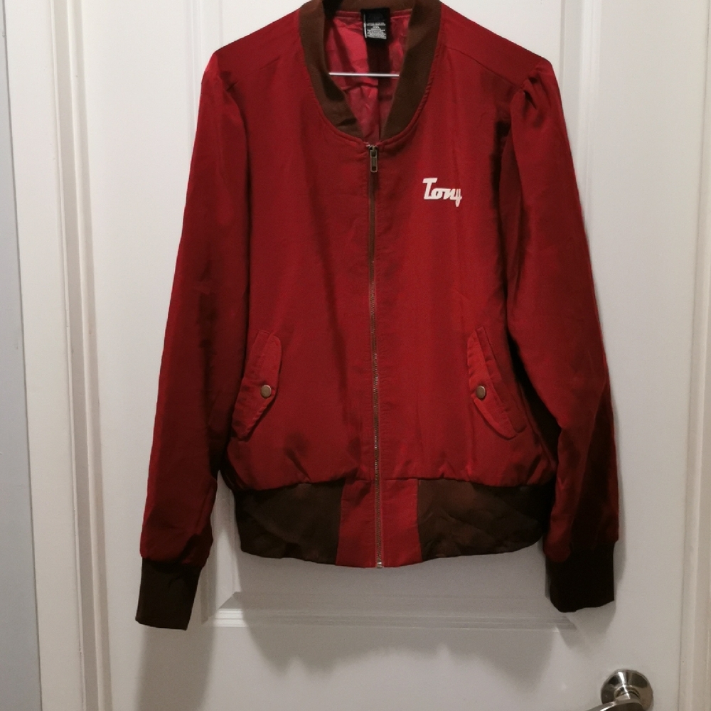 Her Universe Burgundy and Chocolate Bomber Jacket - Picture 1 of 3